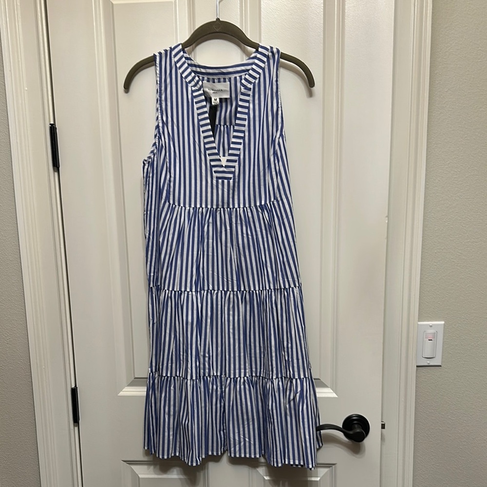 Striped Sleeveless Tiered Dress
